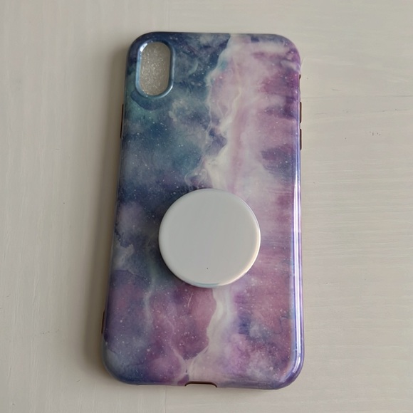 iPhone XR Case - Holographic Marble Case with Iridescent PopSocket - Picture 7 of 11